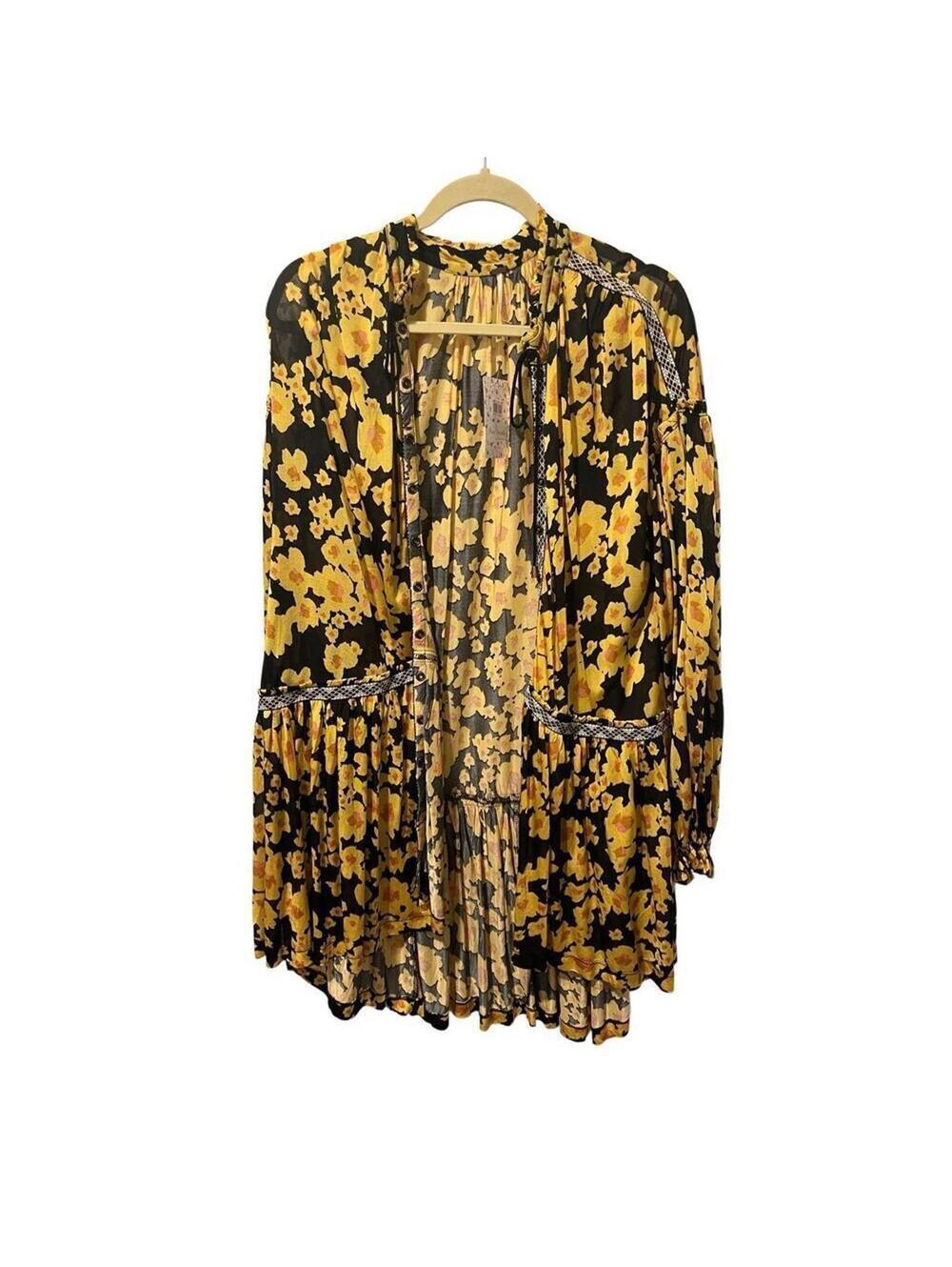 NWT Free People Floral Black Combo, size XS oversized